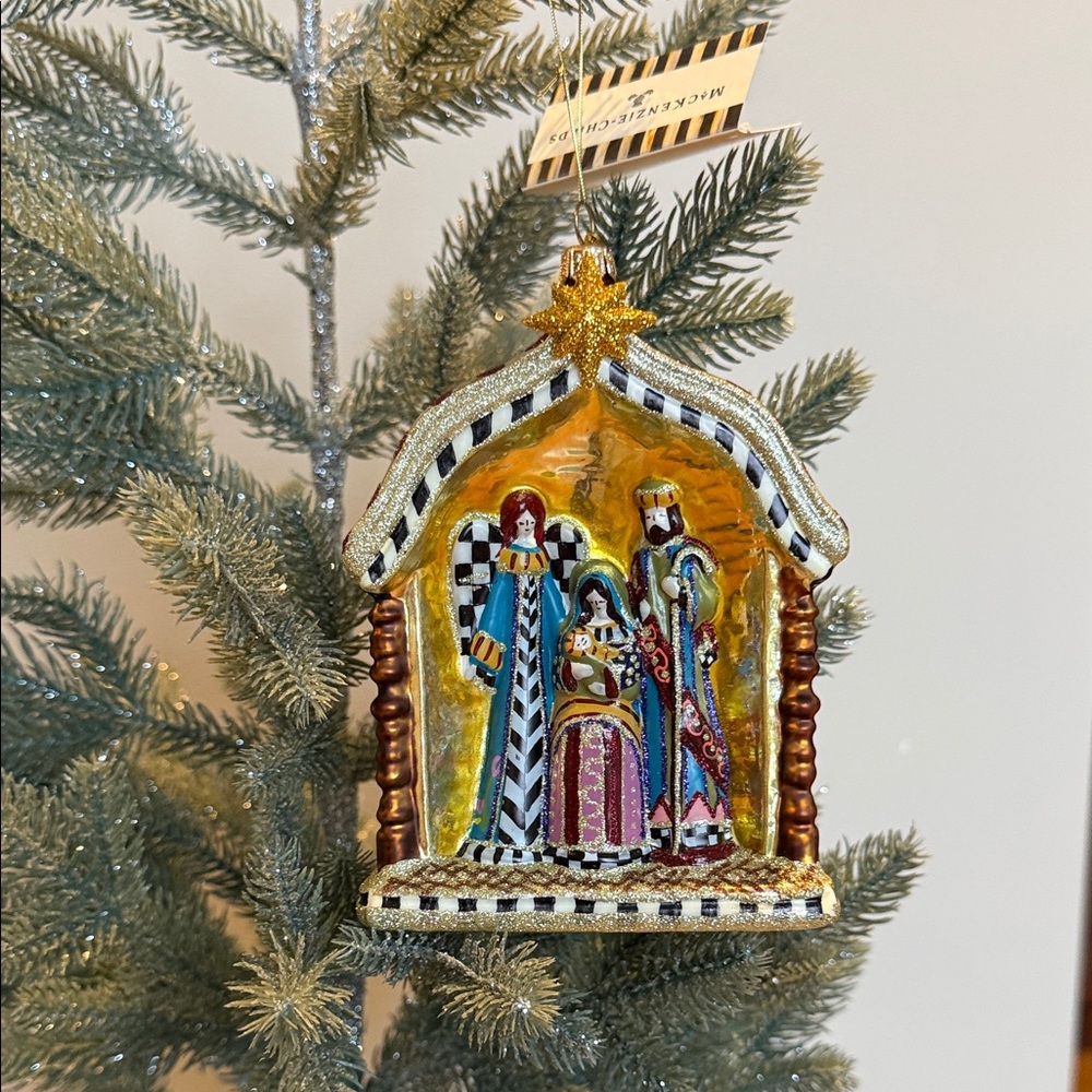 Mackenzie-Childs Holy Family Glass Ornament